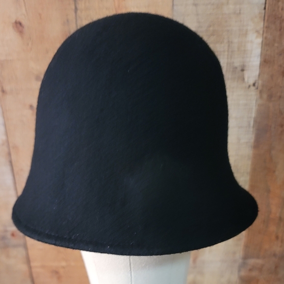 VTG Unbranded Black Wool Felt Blend Bucket Hat One Size Crushable - Picture 7 of 7